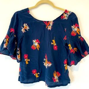 Madewell flutter sleeve silk blouse XS